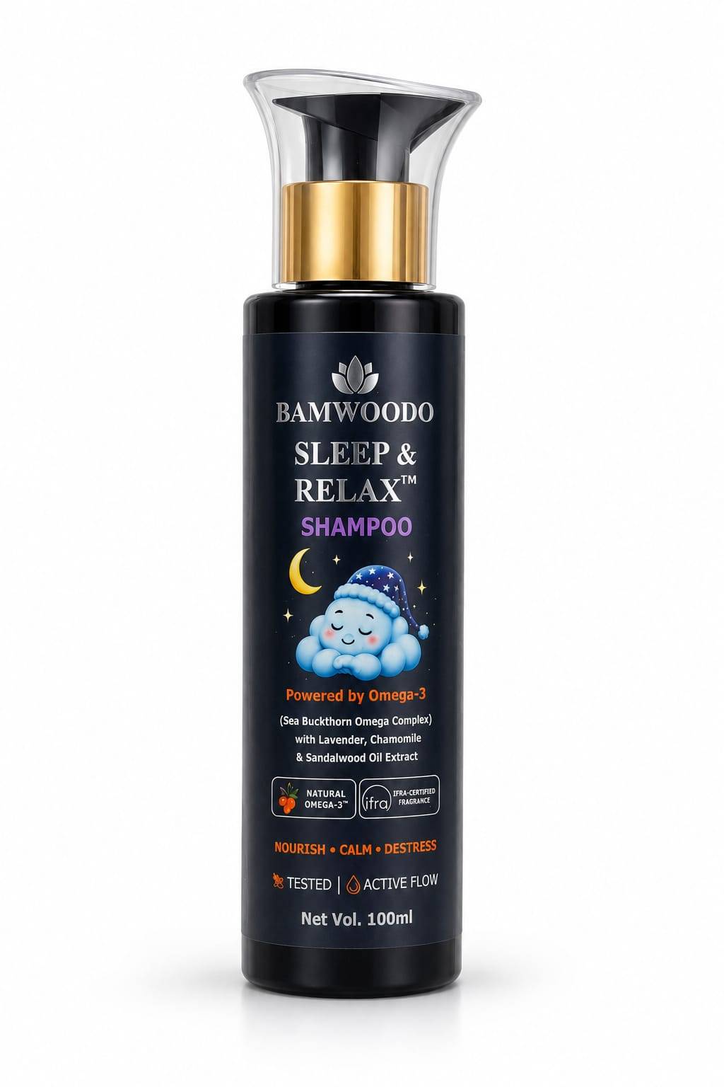 BAMWOODO Sleep & Relax Baby Shampoo | Omega-3, Lavender, Chamomile & Sandalwood