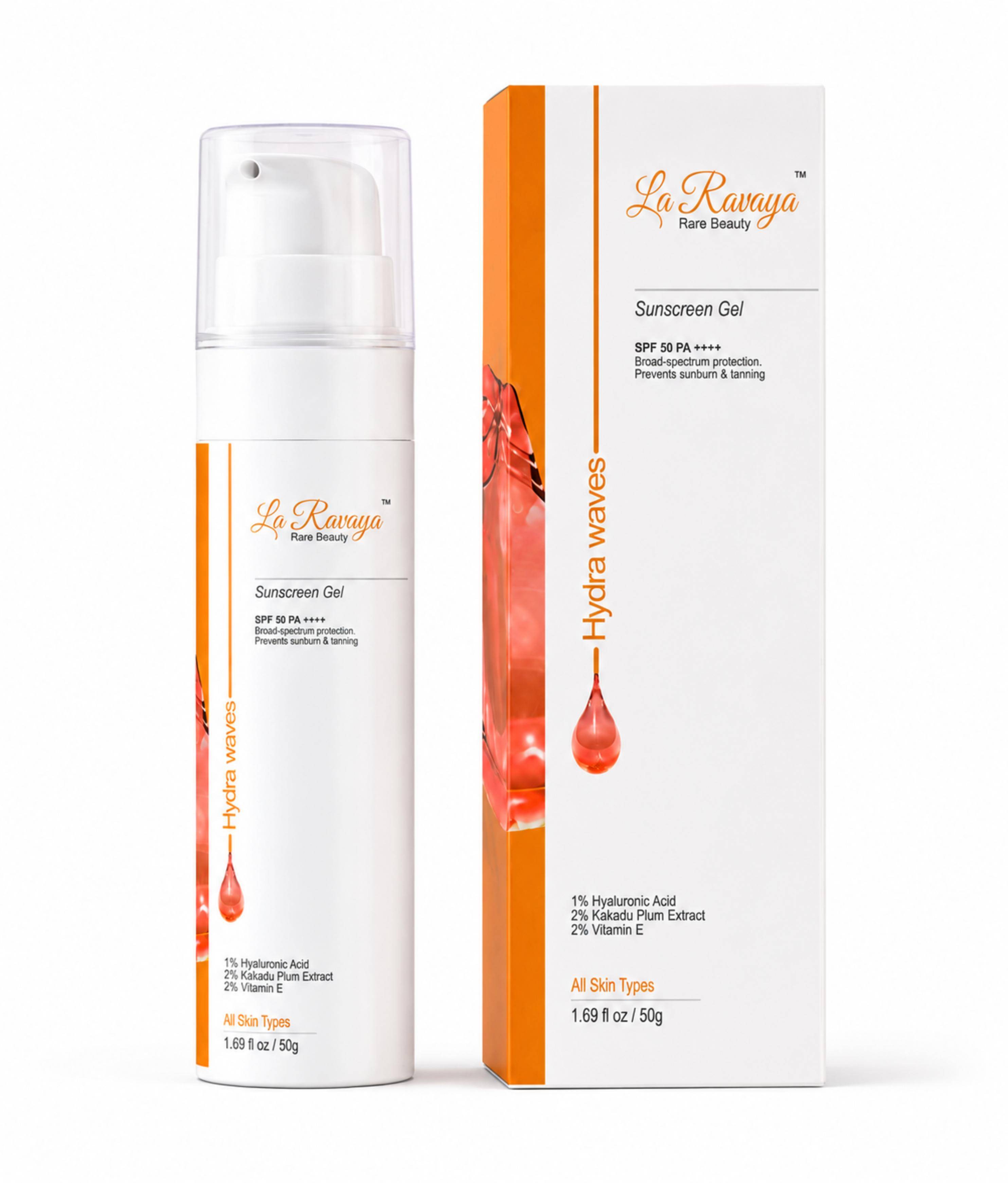 La Ravaya Sunscreen Gel SPF 50 PA++++ | Hyaluronic Acid, Kakadu Plum & Vitamin E